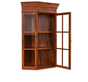 Armoire d'angle murale en bois massif |   Vitrine suspendue pour porte en verre |   Vente en gros d'autres meubles pour la maison - Product Image 2