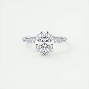 Anillo de compromiso Harper con diamante cultivado en laboratorio de corte ovalado de 2.25 quilates y engaste francés en oro blanco de 14K. - Product Image 3