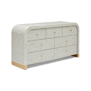 Custom Bone Inlay Storage Console <b>Cabinet</b> Geometric Pattern Wooden <b>Buffet</b> Credenza Traditional Design Living Room Furniture - Product Image 5