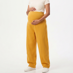 Pantalon de maternité en polaire taille haute pour femme, coupe ample, jambe large, pour la grossesse et l'allaitement, idéal pour l'hiver - Product Image 4