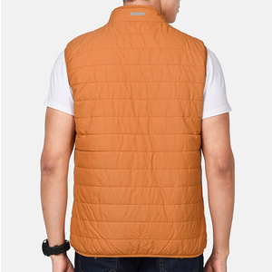 Gilet matelassé noir et blanc pour homme, col montant, fermeture éclair, coupe-vent, vêtement d'extérieur décontracté pour l'hiver, gilet matelassé avec poches - Product Image 2