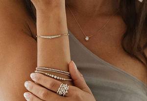 <b>Adjustable</b> Silver Chain DEF VVS VS Lab Diamond <b>Bracelet</b> 8 Gram Women's Round Brilliant Cut 2 Carat Vala Brothers - Product Image 2