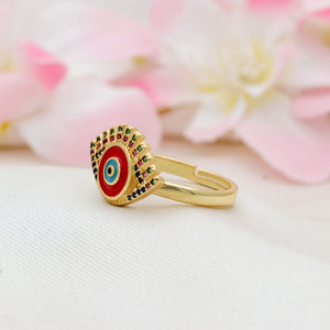 Wholesale Gold Plated Sterling Silver CZ Devil's Eye Fine <b>Ring</b> Jewelry Red Enamel <b>Adjustable</b> Women <b>Ring</b> Jewelry Gift Party - Product Image 3