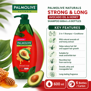 Champú Palmolive Naturals Fuerte y Duradero con Aceite de Aguacate y Miel 600ml |   2 en 1 para Cabello Débil - Product Image 2