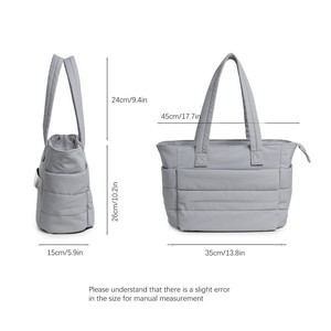 Bolsa de Mano Tipo Tote Negra Personalizable, Acolchada, de Poliéster/Algodón, Resistente al Agua, con Patrón Impreso, Gran Capacidad, Ecológica - Product Image 2