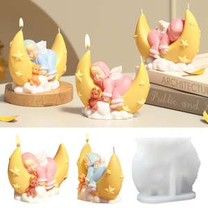 Décoration de gâteau étoile lune ange, aromathérapie, fête des mères, bougie en forme de bateau de lune, bougie en gypse, moule en silicone - Product Image 1
