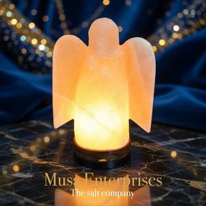 Lampe en cristal de sel rose de l'Himalaya naturel, faite à la main, en forme d'ange, décorative, purifie l'air, portable, lumière de nuit relaxante - Product Image 4