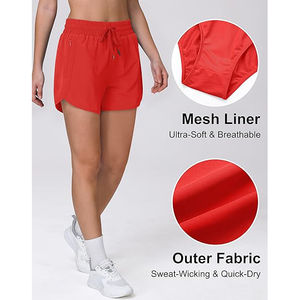 Shorts Deportivos Rojos de Alto Rendimiento para Mujer, Secado Rápido, Transpirables, con Bolsillo - Product Image 3