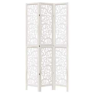 Separador de Habitaciones de 3 Paneles de Madera Maciza de Paulownia Blanca, Elegante Biombo y Separador - Product Image 4