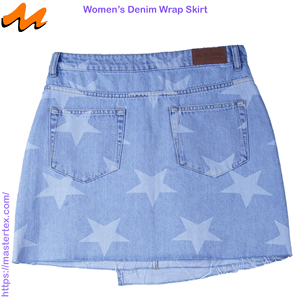 Jupe en jean pour femme, taille haute, en coton BCI et recyclé, imprimé étoiles, confectionnée en 10,47 oz - Product Image 3