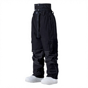 Pantalon de ski pour homme imperméable, antistatique, respirant, noir, en Spandex/Coton, avec cordon de serrage, léger, taille mi-haute, pour neige et printemps - Product Image 2