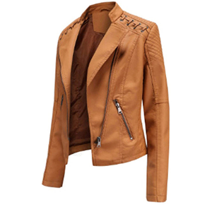 Veste de moto en similicuir pour femme, coupe ample, style minimaliste, fermeture éclair, streetwear décontracté, manteau d'automne - Product Image 4
