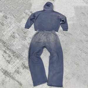 Unisex Tracksuit Hooded Full Sleeve Solid Color Sweatshirt <b>Pants</b> 100% Cotton Breathable Casual Autumn Wear - Product Image 4