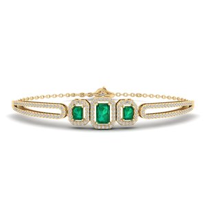 REYES New Design 14K Solid Gold Moissanite and Emerald <b>Gemstone</b> <b>Bracelets</b> Luxury Wedding Gift Jewelry at Wholesale Prices - Product Image 5