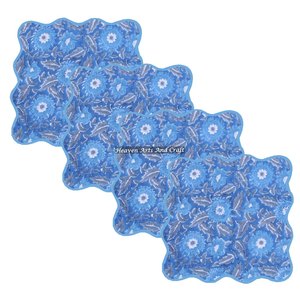 Magnifiques sets de serviettes de table en coton imprimées à la main, à bordure festonnée, personnalisables, carrées, brodées, assorties, style indien - Product Image 2