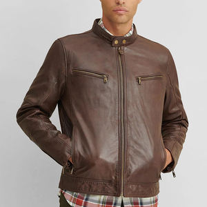<b>Long</b> Sleeve Eco-Friendly Anti-Bacterial Winter Casual Quick Dry Breathable OEM Service Custom <b>Men's</b> Leather <b>Jacket</b> Front Logo - Product Image 3