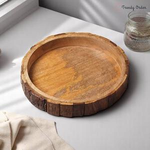 Bandeja Redonda Clásica Hecha a Mano de Madera con Resina, Duradera, para Servir Desayunos y Aperitivos en Bodas - Product Image 2