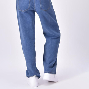 Pantalon en jean déchiré taille haute coupe droite en coton, coupe ample, délavé, respirant, séchage rapide, décontracté, hiver, unisexe - Product Image 6