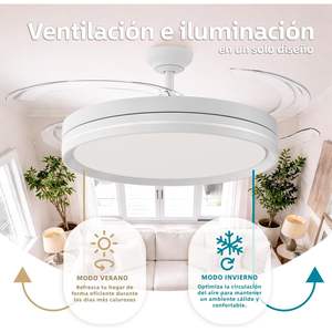 Ventilador de Techo LED de 50 cm con Control Remoto y Aplicación, Motor DC, 66 W 8280 LM, Temporizador, 6 Velocidades, 4 Aspas Retráctiles, 3 - Product Image 3