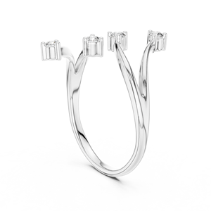 Ensemble de bagues minimalistes en diamants de laboratoire taillés, or blanc 18 carats plaqué rhodium, pour fiançailles, cadeau de la Saint-Valentin, événement glamour, usage quotidien, femme - Product Image 2