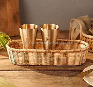 Recuerdos artesanales naturales hechos a mano, bandeja marrón de ratán pulido ecológica, plato de joyería decorativa de estilo de amor, forma ovalada - Product Image 5