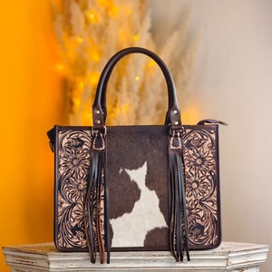 Sac fourre-tout bandoulière en cuir véritable fait main de couleur unie, grand format, style western, anti-vol, portable, modèle Venus, très populaire - Product Image 2