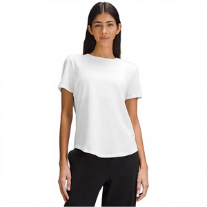 Camiseta Deportiva de Yoga para Mujer, Holgada, Informal, de Verano, Cuello Redondo, Color Sólido, de Algodón Antipilling, Tejida, Manga Corta Tipo Mariposa - Product Image 5