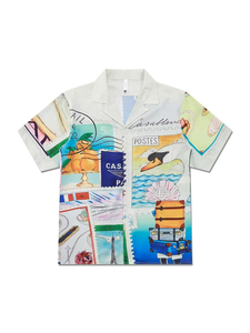 Camisa de Satén Retro para Hombre, Estilo Urbano Europeo Americano, Casual Juvenil, Cuello Hawaiano Cubano, Ligera y de Lujo, Manga Corta - Product Image 2