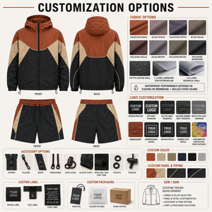 Factory Custom Men's Jacket and Shorts <b>Windbreaker</b> Set Blank Wholesale Nylon Outerwear Set Custom Logo OEM Manufacturer - Product Image 6