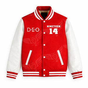 Veste universitaire personnalisée avec lettres grecques rouges, veste de style sororité brodée pour femmes, veste bomber inspirée des universités, OEM - Product Image 2