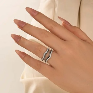 Elegant 925 <b>Silver</b> Moissanite Classic Style Round Cut White & Black Enhancer <b>Wedding</b> <b>Band</b> in White Gold Plated for Women's - Product Image 1