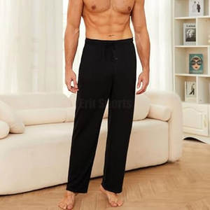 Pijama Recto para Hombre, Tela Transpirable, Color Sólido, Ropa de Dormir Informal a Bajo Precio - Product Image 3