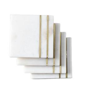 Dessous de verre en marbre blanc fait à la main nouveau design décoratif rond dessus de table fabricant de tapis - Product Image 2