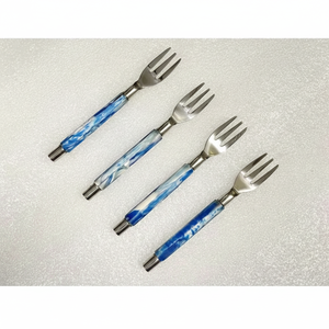 Juego de tenedores contemporáneos de acero inoxidable con mango de resina para bodas, eventos, restaurantes, hoteles, juego de accesorios de vajilla modernos. - Product Image 6