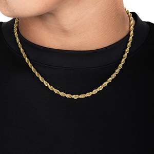 Gold <b>Rope</b> <b>Chain</b> Necklace Classic Unisex Everyday Wear - Product Image 4