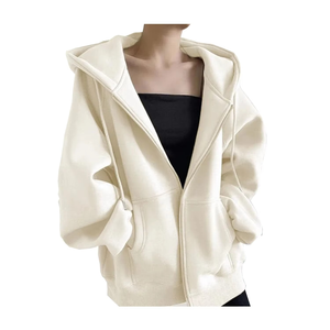 เสื้อฮู้ดผ้าฝ้ายฟลีซคุณภาพสูงสำหรับผู้หญิง ซิปเต็มตัว เป็นมิตรกับสิ่งแวดล้อม แห้งเร็ว 240 กรัม/320 กรัม เสื้อผ้ากีฬาแฟชั่นฤดูหนาว ชุดออกกำลังกาย - Product Image 5