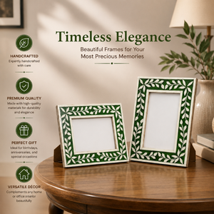 Handcrafted Green Mother of Pearl Floral Inlay <b>Photo</b> <b>Frame</b> Decorative | Wooden Picture <b>Frame</b> for Tabletop & Wall Display Home - Product Image 3