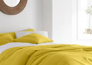 Ensemble de literie en lin jaune moutarde avec housse de couette et 2 taies d'oreiller, tissu lavé pour la décoration de la maison, de la chambre à coucher et de l'hôtel, ensemble de 3 pièces - Product Image 3
