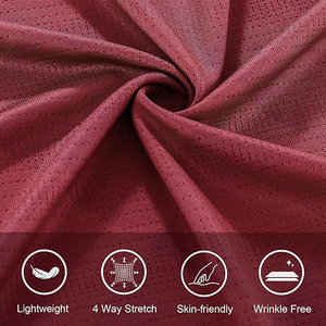 Men's Red Short Sleeve O-Neck Quick Dry Knitted T-<b>Shirt</b> Slim Fit Casual Sport Wear 100% Polyester Solid Color Blank Design - Product Image 3