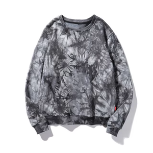 Wholesale Men <b>Tie</b> Dye Sweatshirt Grey Loose Fit Crewneck Pullover Harajuku Streetwear Unisex Couple Vintage Washed Sweatshirts - Product Image 1