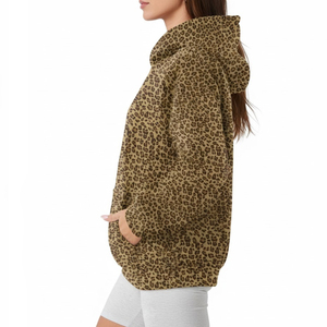 Sudaderas con capucha sublimadas de alta calidad para damas, el mejor fabricante y proveedor de ropa urbana, sudadera con capucha con estampado de leopardo para mujer - Product Image 2