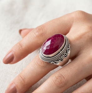 <b>Top</b> Pink Ruby Gemstone Ring 925 Sterling <b>Silver</b> Rose & Yellow Gold Plated Vintage Handmade Statement Ring Women Wedding Jewelry - Product Image 2