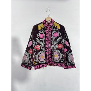 Floral Embroidery Jacket Handmade Velvet Short Unisex Jacket With Inside Cotton Lining Women's Casual Jacket - Product Image 5