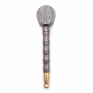 Jexmoo Pipa de Fumar Recta Reutilizable de Acero de Damasco de Lujo Hecha a Mano con Funda de Cuero, Regalo para Papá, Esposo, Novio - Product Image 3