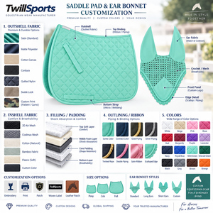 Twill Sports All Purpose Jumping Saddle Pad Set with Mesh Neck <b>Cover</b> Mint Green Polyester Quilted Design Training Accessory - Product Image 5
