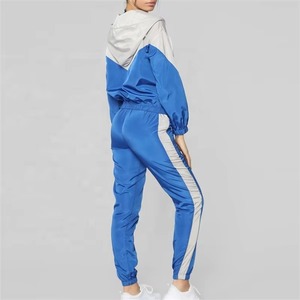 Ensemble de survêtement imperméable imprimé pour femme, deux pièces, hiver, haut court, motif uni, veste coupe-vent zippée, pantalon 100% coton - Product Image 3
