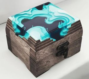 กล่องเครื่องประดับเรซิ่นทำมือ พร้อมงานฝังลายศิลปะ กล่องเก็บของอเนกประสงค์ปรับแต่งได้ สำหรับเก็บของที่ระลึกและของขวัญแต่งงาน - Product Image 3