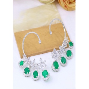 Attractive Brass Silver Plated Zircon Premium Quality Trendy <b>Cuff</b> <b>Earring</b> for Women Girls Wedding Party Wear - Product Image 1