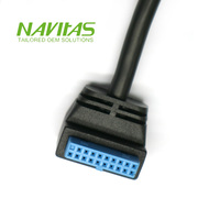 Cable hembra de placa base de 90 grados USB 3,0 20 pines para conexión de panel frontal