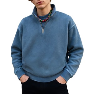 Men's Women's Custom Logo Half Zip Sweatshirt Oversized Plain <b>Mock</b> <b>Neck</b> Cotton Fleece Streetwear <b>Top</b> - Product Image 1